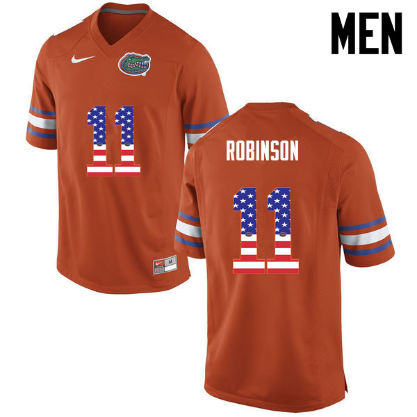 Men Florida Gators #11 Demarcus Robinson College Football USA Flag Fashion Jerseys-Orange - Click Image to Close